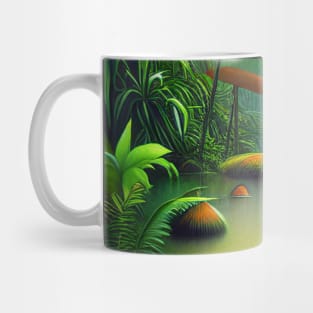 Digital Painting Of a Lush Wet Natural Jungle and Lake Mug